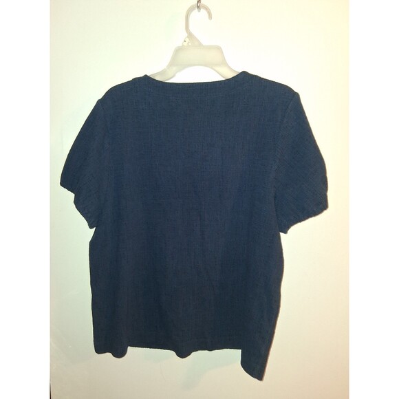 Loft Navy Short Sleeve V-neck Blouse Sz XL - Picture 2 of 2